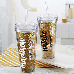 Glitter &amp; Gold Bridal Party 22 oz. Stemless Cup