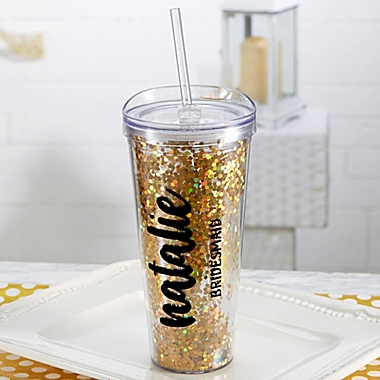 Glitter &amp; Gold Bridal Party 22 oz. Stemless Cup. View a larger version of this product image.