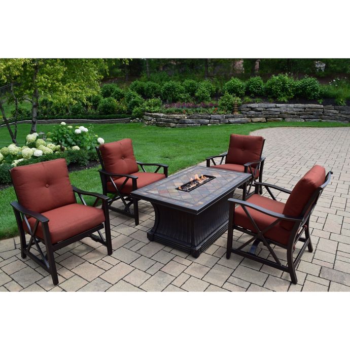 Oakland Living Verona Gas Fire Pit Conversation Set With Rocker Chairs Bed Bath Beyond