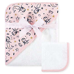 Hudson Baby® Mermaid Hooded Towel and Washcloth Set in White