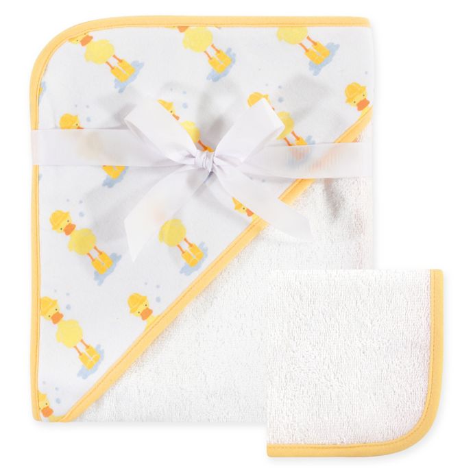 Hudson Baby® Duck 2Piece Hooded Towel and Washcloth Set in Yellow