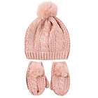 Alternate image 0 for Rising Star&trade; 3-Piece Pom Hat and Mitten Set in Pink
