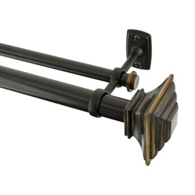 Kenney&reg; Mission Adjustable Double Curtain Rod in Oil Rubbed Bronze