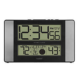 La Crosse Technology 12-Inch Atomic Digital Wall Clock with Temperature and Moon Phase in Silver