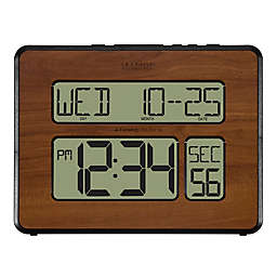 La Crosse Technology 9.75-Inch Atomic Wall Clock with White Backlight in Walnut
