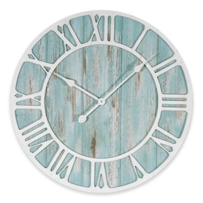 La Crosse Technology 23.5-Inch Round Coastal Clock in Blue
