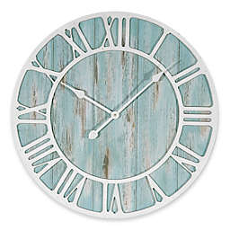 La Crosse Technology 23.5-Inch Round Coastal Clock in Blue