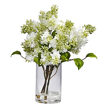 Nearly Natural 15-Inch Artificial Lilac Flower Arrangement with Vase. View a larger version of this product image.