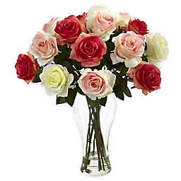 Nearly Natural 18-Inch Assorted Blooming Roses Floral Arrangment