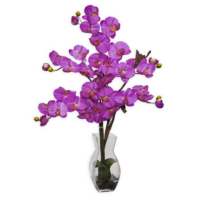 Nearly Natural Artificial Phalaenopsis Orchid Arrangement in Vase | Bed ...