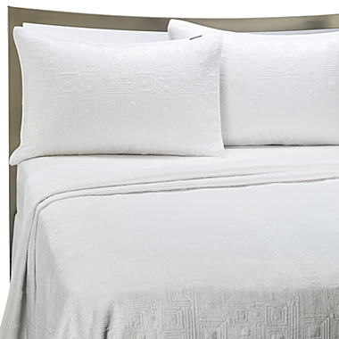KAS&reg; White Squared Twin Quilt. View a larger version of this product image.
