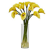 Nearly Natural 20-Inch Mini Calla Lily Artificial Arrangement with Glass Vase
