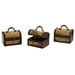 Nearly Natural 4-Inch Decorative Patterned Chests (Set of 3)