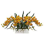 Nearly Natural 15-Inch Cymbidium Orchid Floral Arrangement in Vase