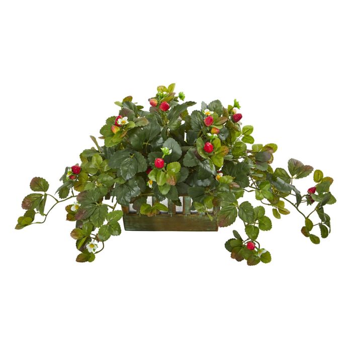 Nearly Natural Artificial Strawberry Plant in Planter Bed Bath & Beyond