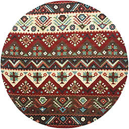 Surya Dream Southwest 8' Round Handcrafted Area Rug in Red/Brown