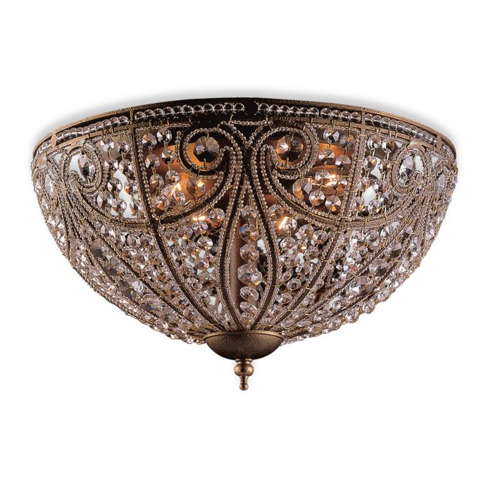 Lead Crystal With Dark Bronze Flush Mount Ceiling Fixture ...