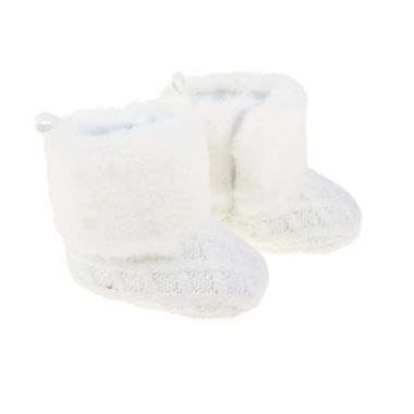 Stepping Stones Knit Faux Fur Cuff Boots in White | Bed Bath & Beyond