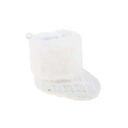 Stepping Stones Size 3-6M Knit Faux Fur Cuff Boots in White