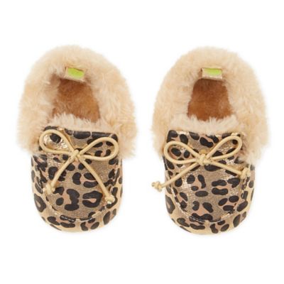 gold moccasin slippers