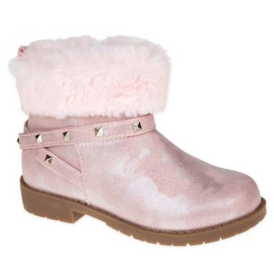Stepping Stones Faux Fur Cuff Bootie in Pink