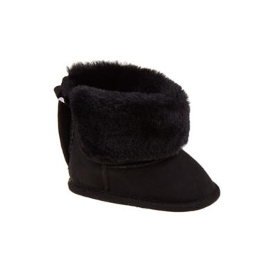 Stepping Stones Size 0-3M Boot with Faux Fur Trim in Black
