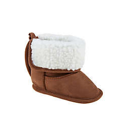Stepping Stones Size 0-3M Faux Suede Sherpa Booties in Chestnut