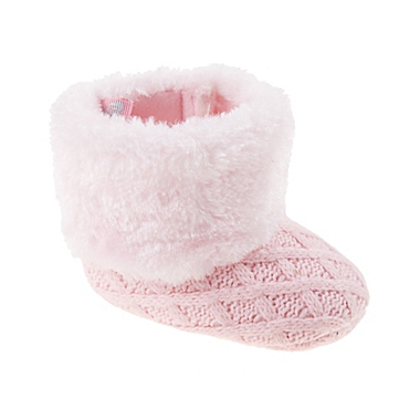 Stepping Stones Size 0-3M Faux Fur Cuff Boot in Pink. View a larger version of this product image.