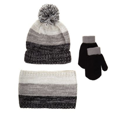 Nicole Miller New York 3-Piece Cold Weather Hat, Scarf, and Mittens Set