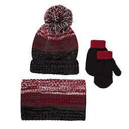 Nicole Miller New York 3-Piece Cold Weather Hat, Scarf, and Mittens Set in Red