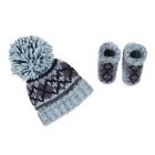 Alternate image 0 for First Steps Size 0-6M 2-Piece Argyle Knit Cap and Bootie Set in Blue
