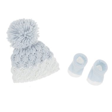 First Steps Size 0-6M 3-Piece Hat and Bootie Set in Arctic Ice. View a larger version of this product image.