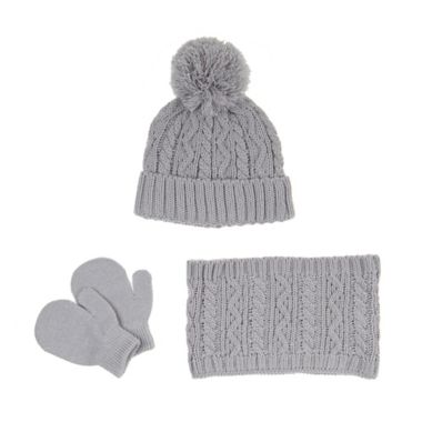 First Steps Size 2T-4T 4-Piece Cap, Scarf, and Mittens Set in Grey. View a larger version of this product image.
