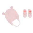 Alternate image 0 for First Steps Size 0-6M 3-Piece Bear Knit Hat and Bootie Set in Pink