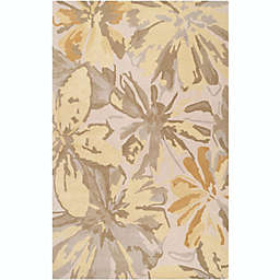 Surya Athena Floral 6' x 9' Area Rug in Taupe/Yellow