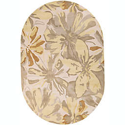 Surya Athena Floral 6' x 9' Oval Area Rug in Green/Yellow
