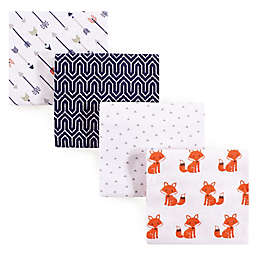 Hudson Baby® 4-Pack Foxes Flannel Receiving Blankets in Orange