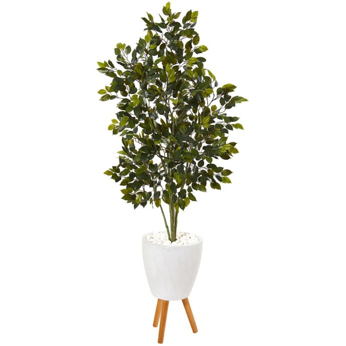 Nearly Natural® 60Inch Artificial Ficus Tree with White Planter Bed