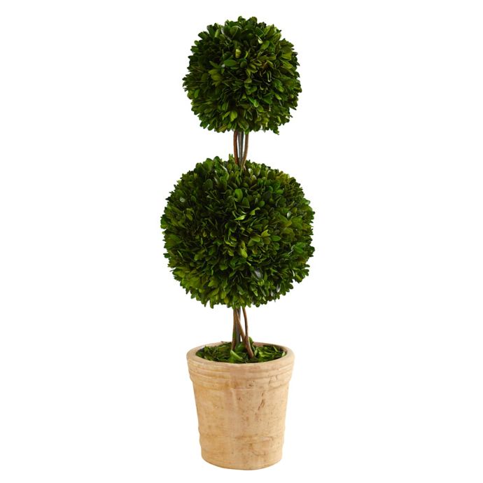 Nearly Natural Preserved Boxwood Double Ball Artificial ...