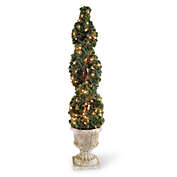 National Tree Company&reg; 54-Inch Pre-Lit Artificial Double Cedar Spiral with White Urn