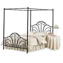 Hillsdale Dover Canopy Bed with Rails in Black Metal