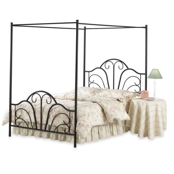 Hillsdale Dover Canopy Bed With Rails In Black Metal Bed Bath And Beyond Canada