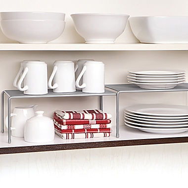 ORG Metal Mesh Expandable Cabinet Shelves in Metallic Chrome (Set of 2). View a larger version of this product image.