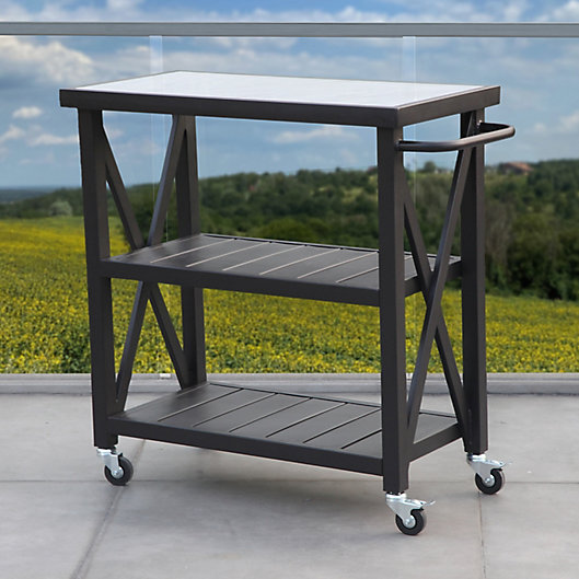 W Home Stonington Tile Top Steel, Bar Cart Outdoor Cover