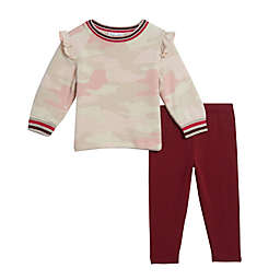 Splendid Kids Camo Hacci Top and Legging Set in Pink/Burgundy
