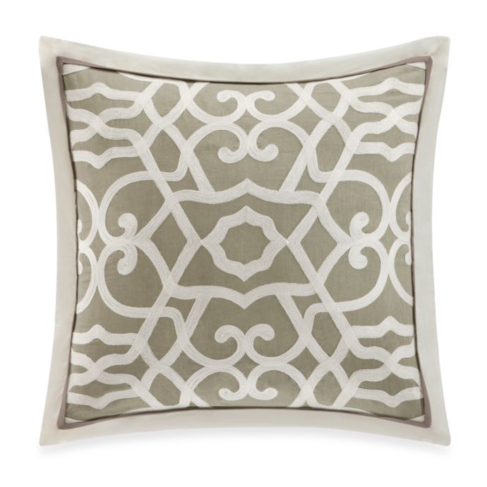 Natori Fretwork 18 Square Decorative Pillow With Fringe Trim
