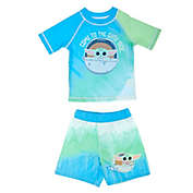 Star Wars&trade; and Baby Yoda 2-Piece The Child Rashguard Top and Short Swim Set in Blue/Green