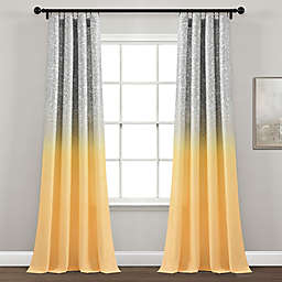 Lush Decor Glitter Ombre 84-Inch Rod Pocket Window Curtain Panels in Yellow/Grey (Set of 2)