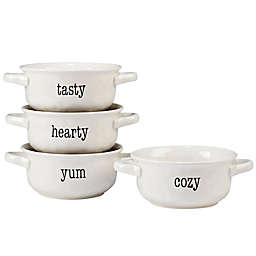 Certified International Just Words Soup Crocks in White (Set of 4)