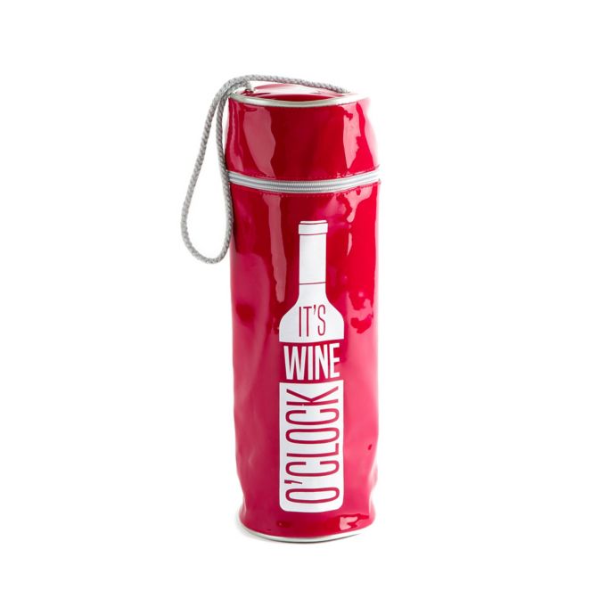 Core Kitchen "It's Wine O'Clock" Insulated Wine Bag with Zipper Bed